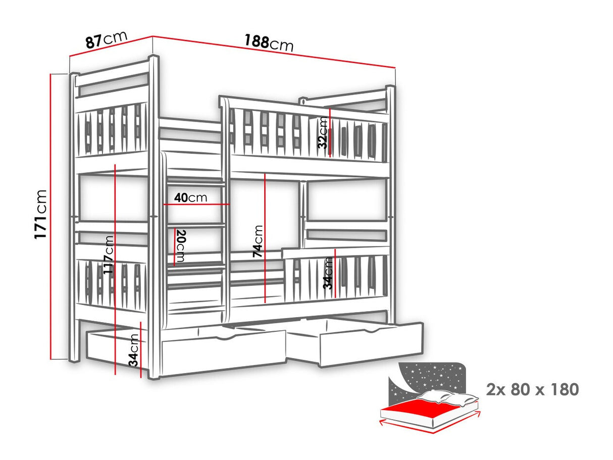 Dviaukštė lova 202800
