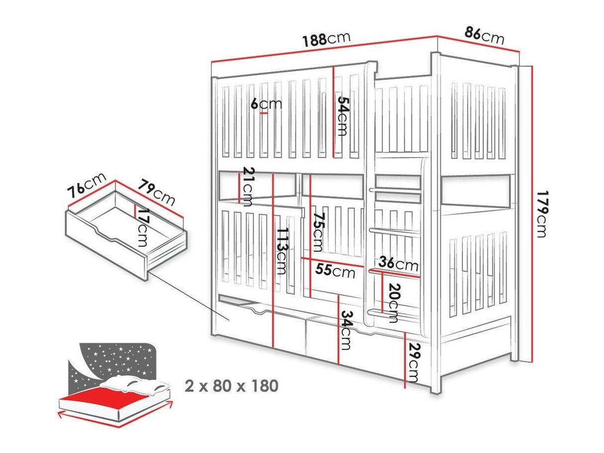 Dviaukštė lova 345315