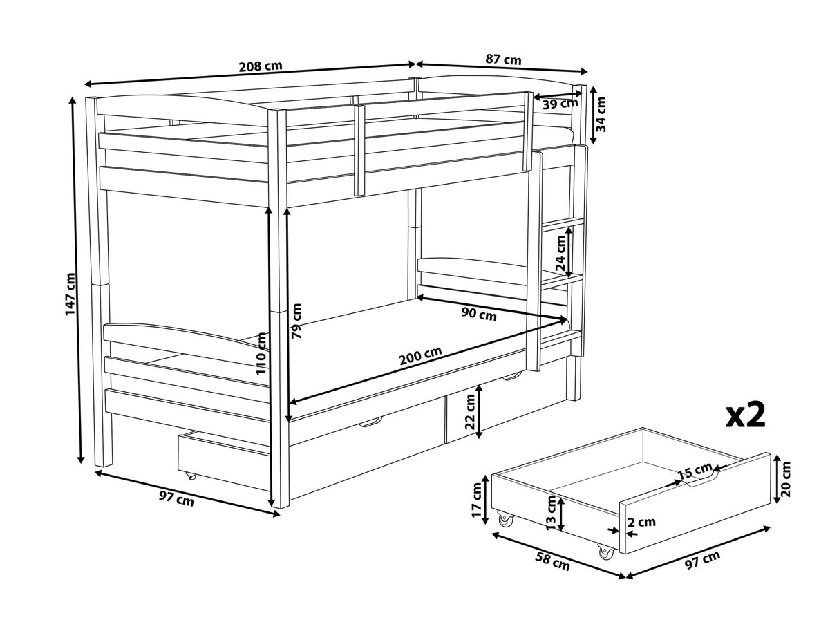 Dviaukštė lova 523027