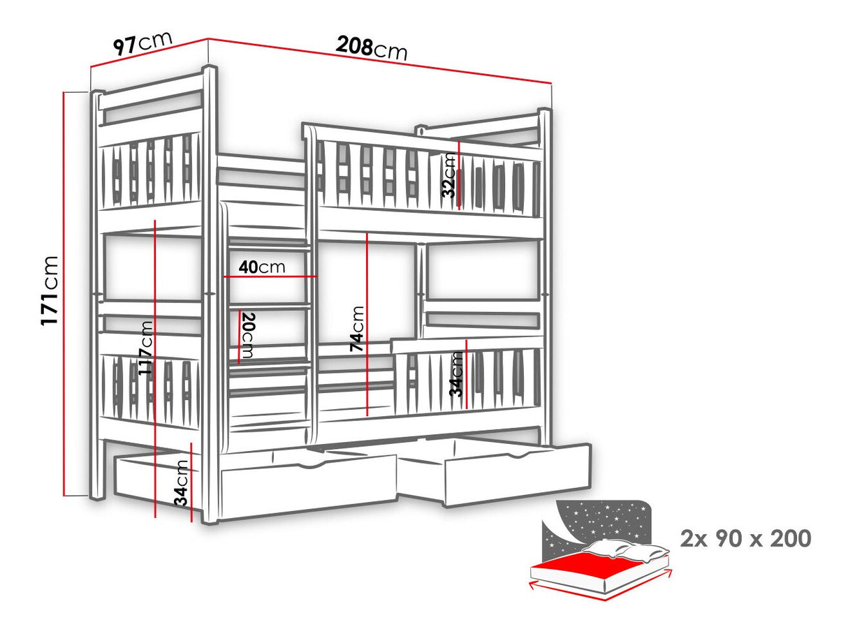 Dviaukštė lova 202800