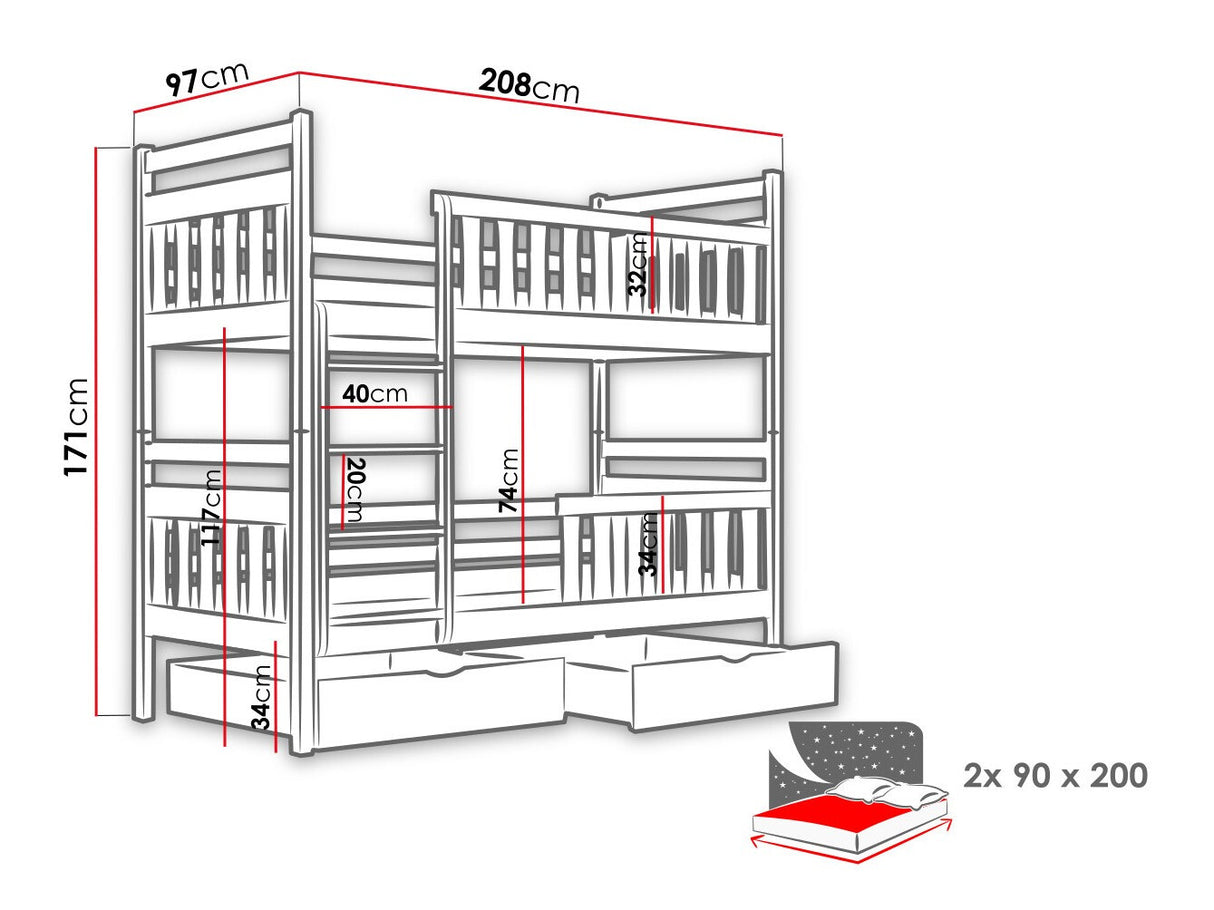 Dviaukštė lova 202800