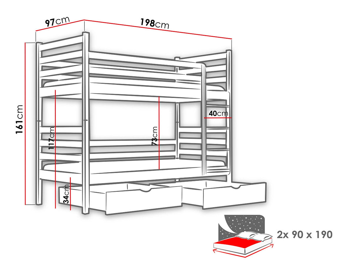 Dviaukštė lova 202819