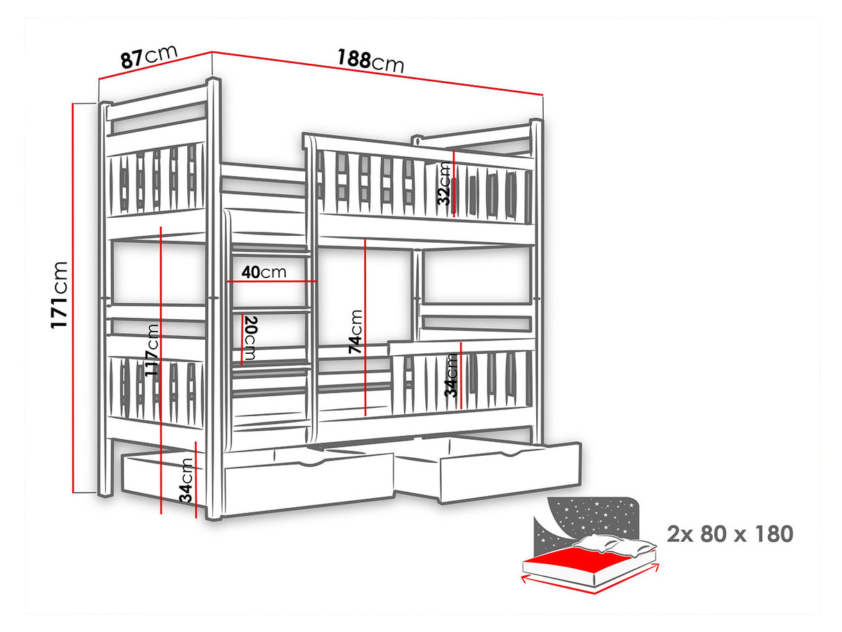 Dviaukštė lova 202800