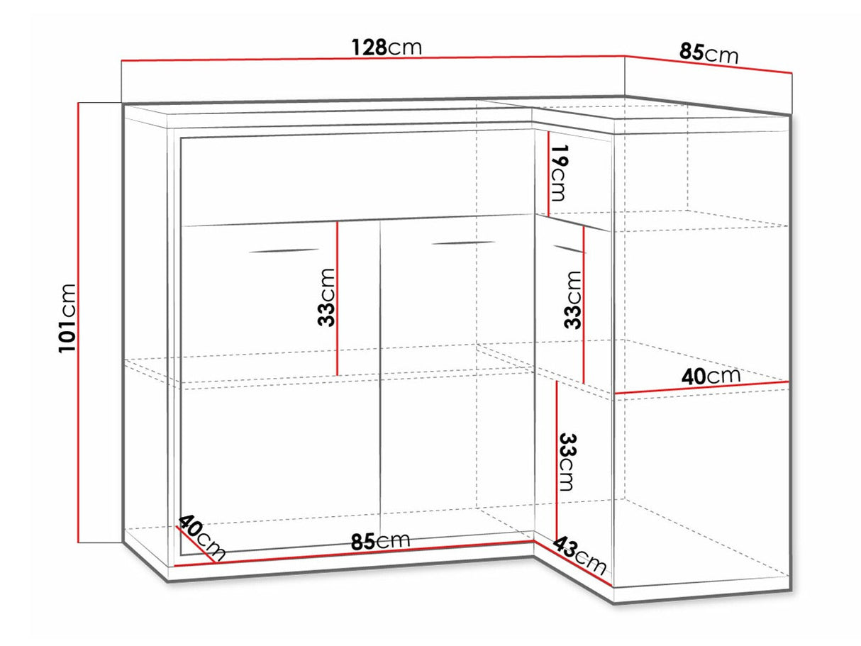 Kampinė komoda 229389