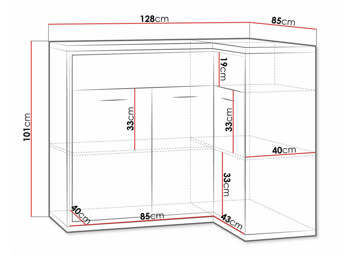 Kampinė komoda 229389