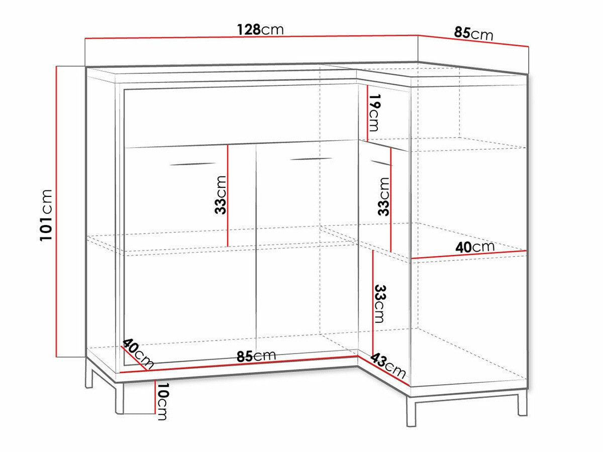 Kampinė komoda 229389