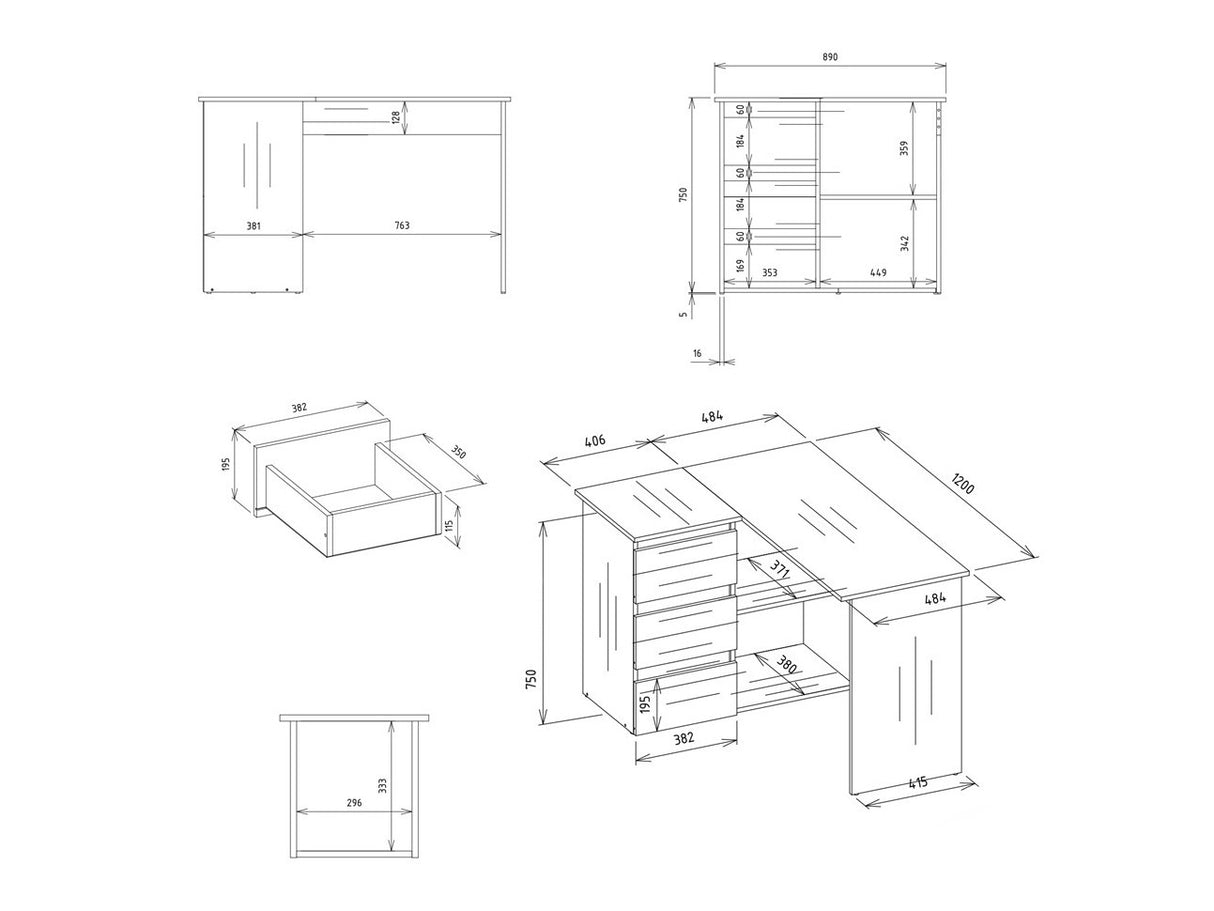 Kampinis darbo stalas 646404